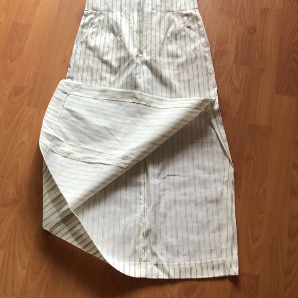Pinstripe midi side slit linen skirt - Picture 1 of 9